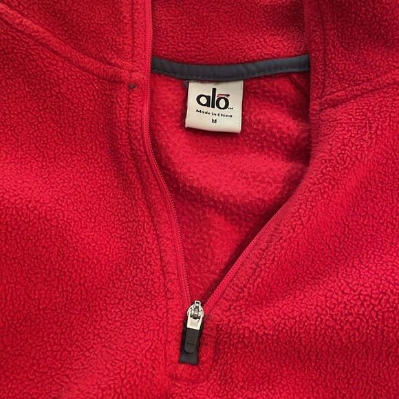 Alo Yoga Red Gray Pullover Fleece 1/4 Zip Jacket Womens Size Medium - Picture 4 of 12